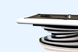The side of a white Everest Slate Bed Pool table
