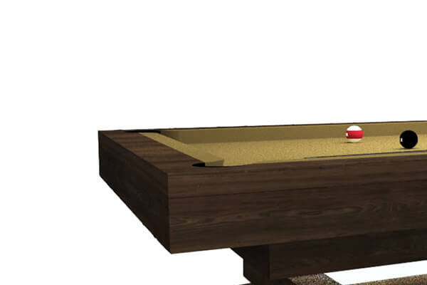 The corner of a Manhattan Slate Bed Pool table