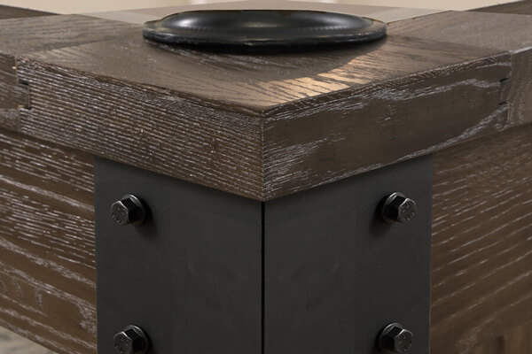 A detail of the wood timber used on the Carolina II pool table.
