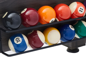 Pool balls supplied with the 7ft Multi Games & Dining Table.
