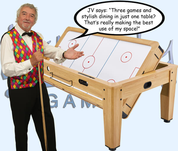 John Virgo with the Pureline rotating multi games table.