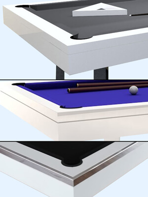 The cabinet options on the Silverlight pool table.