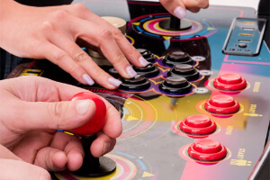 The controls on the Legends Ultimate arcade.