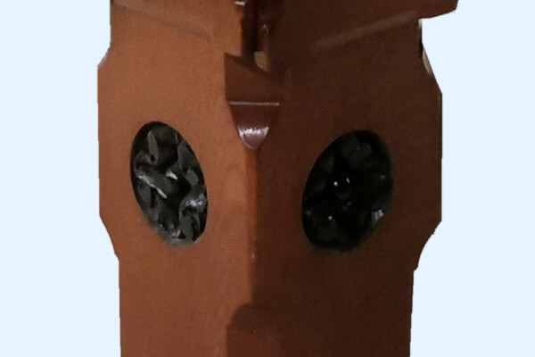 The leg of a vintage snooker table
