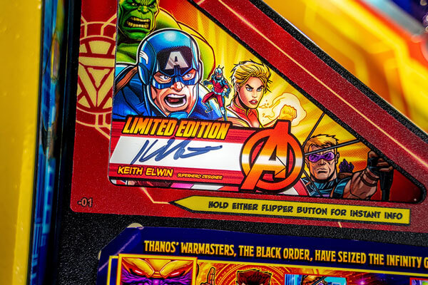 The Stern Avengers Infinity Quest Limited Edition Pinball Machine Graphics.