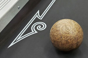 A cork ball from the Skee-Ball arcade.