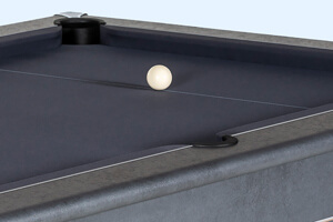 The Heywood Match slate bed pool table close up.