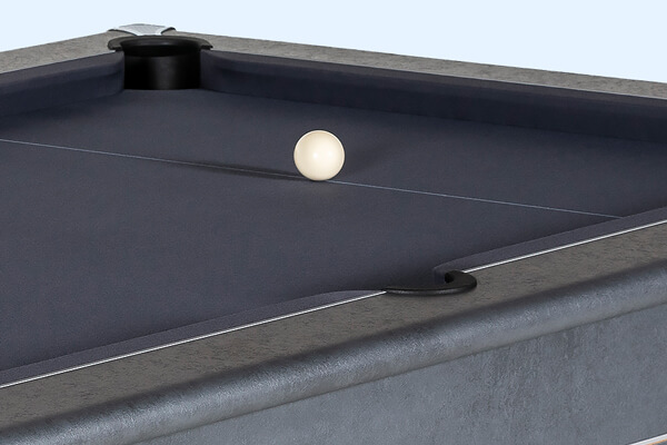 The Heywood Match slate bed pool table close up.