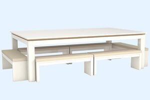The Imperio Black pool table with top and benches.