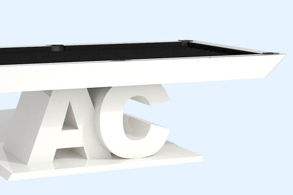 The ABC slat bed pool table close up.