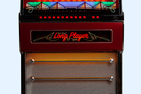 The Marshall logo on the Marshall Vinyl jukebox.