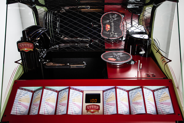 Track title cards on the Marshall Vinyl jukebox.