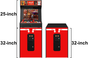 The dimensions of the MVSX NeoGeo cabinet with optional riser.