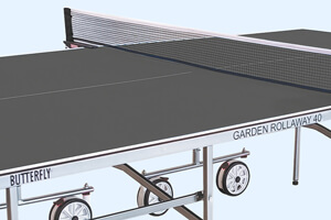 The Butterfly Garden Rollaway 40 Tennis Table surface.