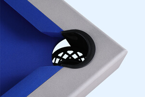 The Pureline California Outdoor/Indoor Pool table cushions and pocket.