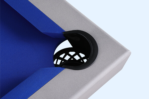 The Pureline California Outdoor/Indoor Pool table cushions and pocket.