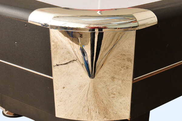 The Sure Shot Super Pro Air Hockey chromed trim.