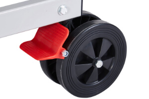 The wheel & brake on the Quickfold Indoor.