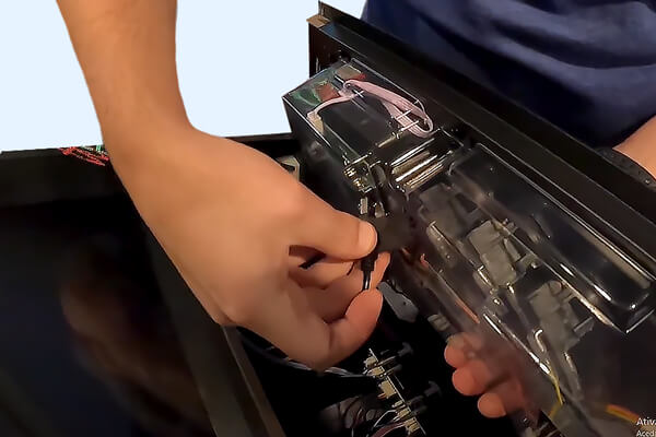 The Atgames Legends pinball control panel interior.