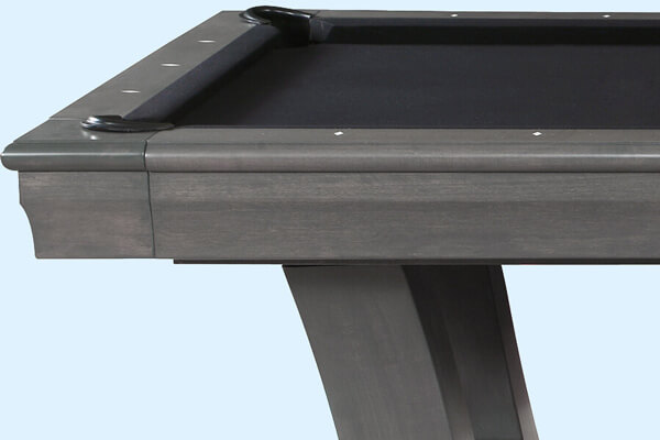 Corner pocket & playfield on the Whistler pool table.