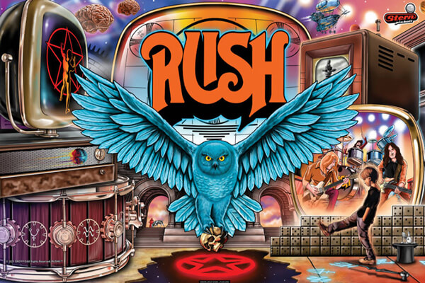The Rush pinball cabinet artwork.