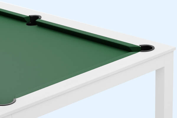 The corner of a Dynamic Vancouver Slate Bed pool table