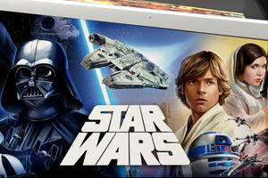 The cabinet artwork for Arcade1Up Star Wars.