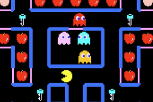 A screenshot from Super Pac-Man.