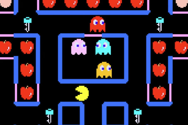 A screenshot from Super Pac-Man.