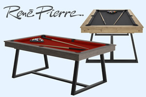 The Rene Pierre Brio pool table in two finishes.