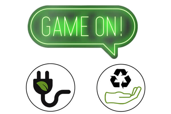 The Game On Neon sign and environmental signs.