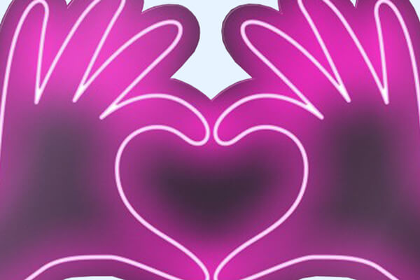 The Fingers & Heart Neon sign.