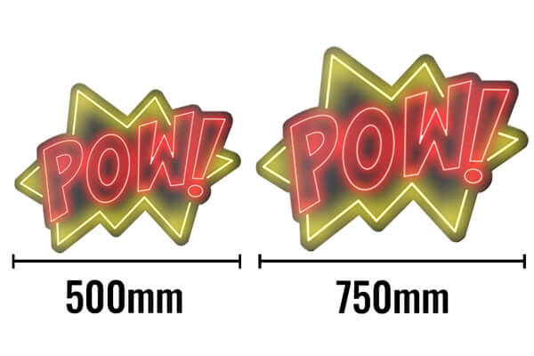 The Pow sign sizes.