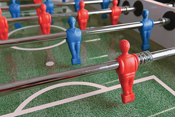 The Garlando F-100 Football Table players.