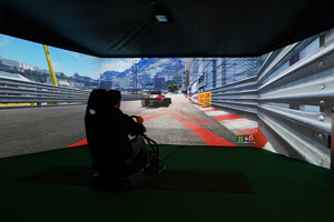 Playing HD sports simulator.