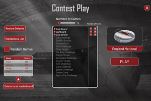 Sports Simulator Game menu.