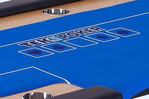 The baize on the Tekscore folding poker table with dealer position.