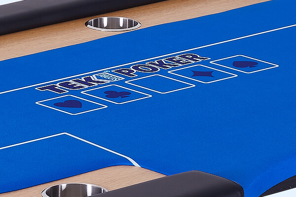 The baize on the Tekscore folding poker table with dealer position.