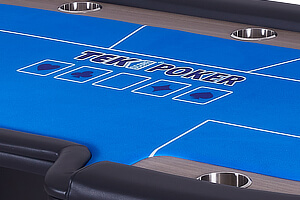 The baize on the Tekscore High Roller folding poker table with dealer position.