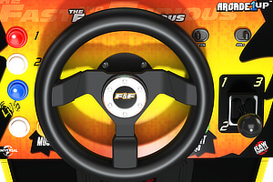 The steering wheel on Fast & Furious arcade.