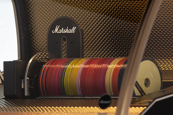 CDs loaded into the jukebox.