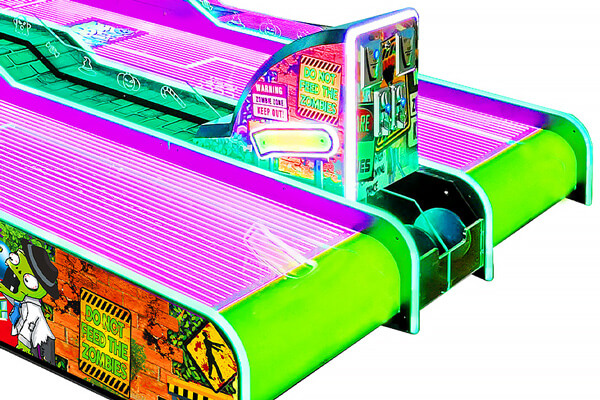 Zombie Bowling Skee-ball arcade machine bottom.