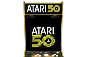 The Arcade1Up Pac-Man 40th Anniversary Arcade Cabinet Screen.