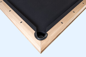 The Lincoln Slate Bed pool table pocket.