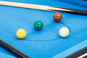 The Tekscore Compact folding pool table.