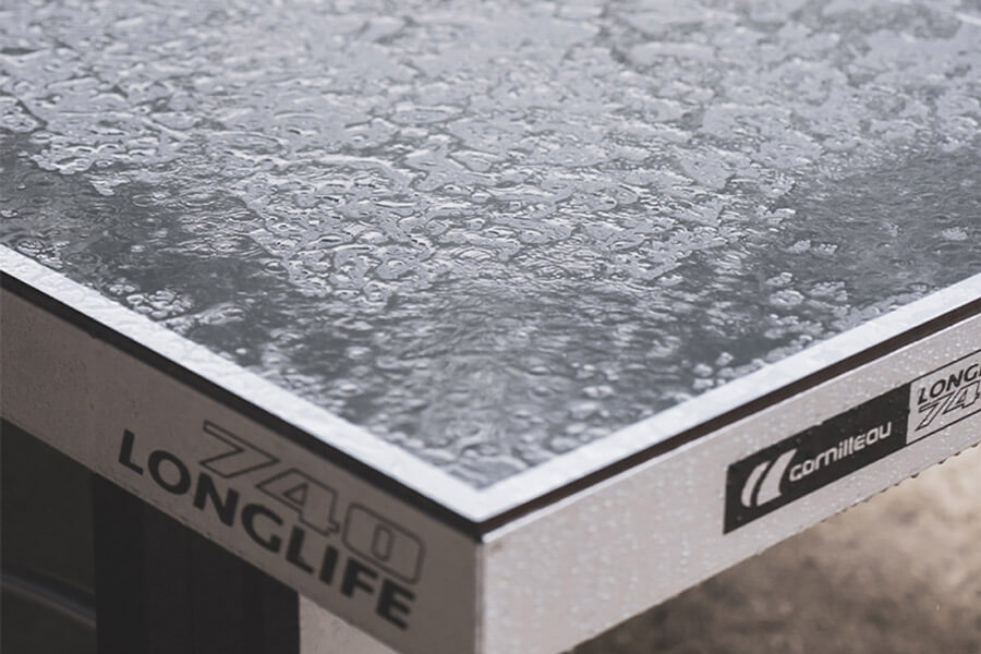 The Cornilleau 740 Longlife tennis table weatherproof surface.