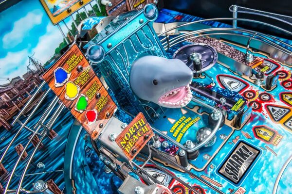A close up shot of the Jaw pro playfield.