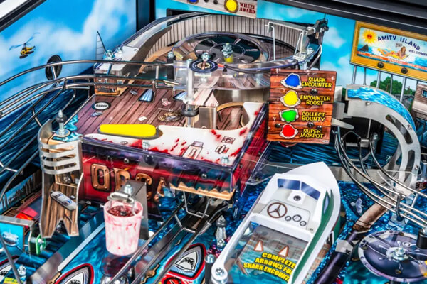 A close up shot of the Jaw LE playfield.