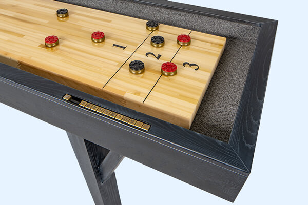 The Tyler 12ft Shuffleboard Table Corner.