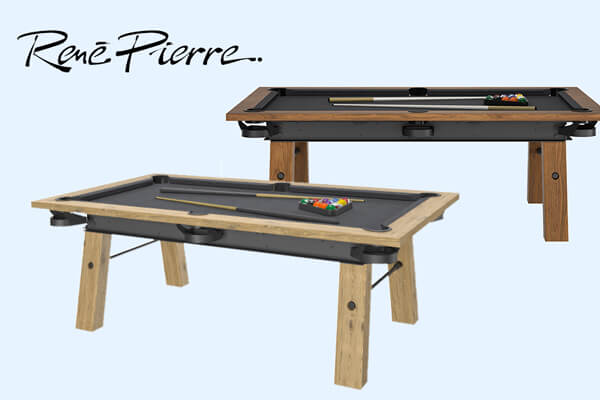 The Rene Pierre Dock pool table in two finishes.